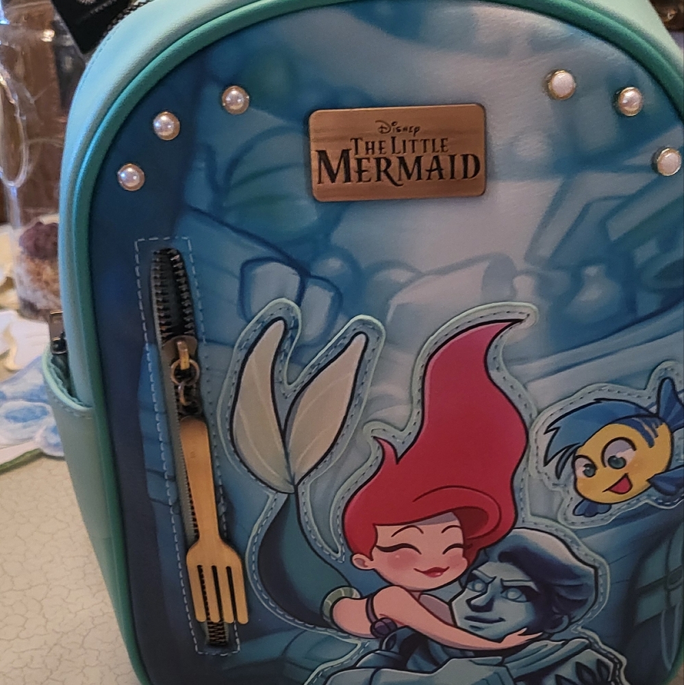 Disneys The Little Mermaid Ariel & Prince Eric Statue Mini Backpack- Bioworld